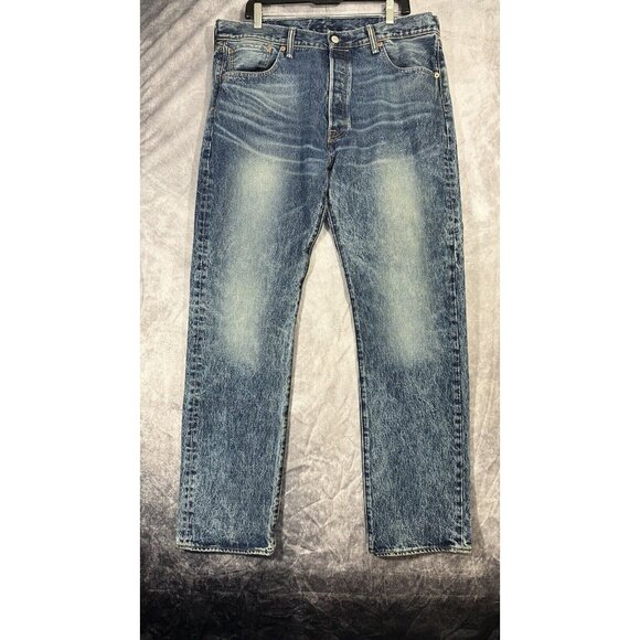 levis 501 stonewash Blue Jeans Button Fly Men’s Size 38x34 - Picture 3 of 16
